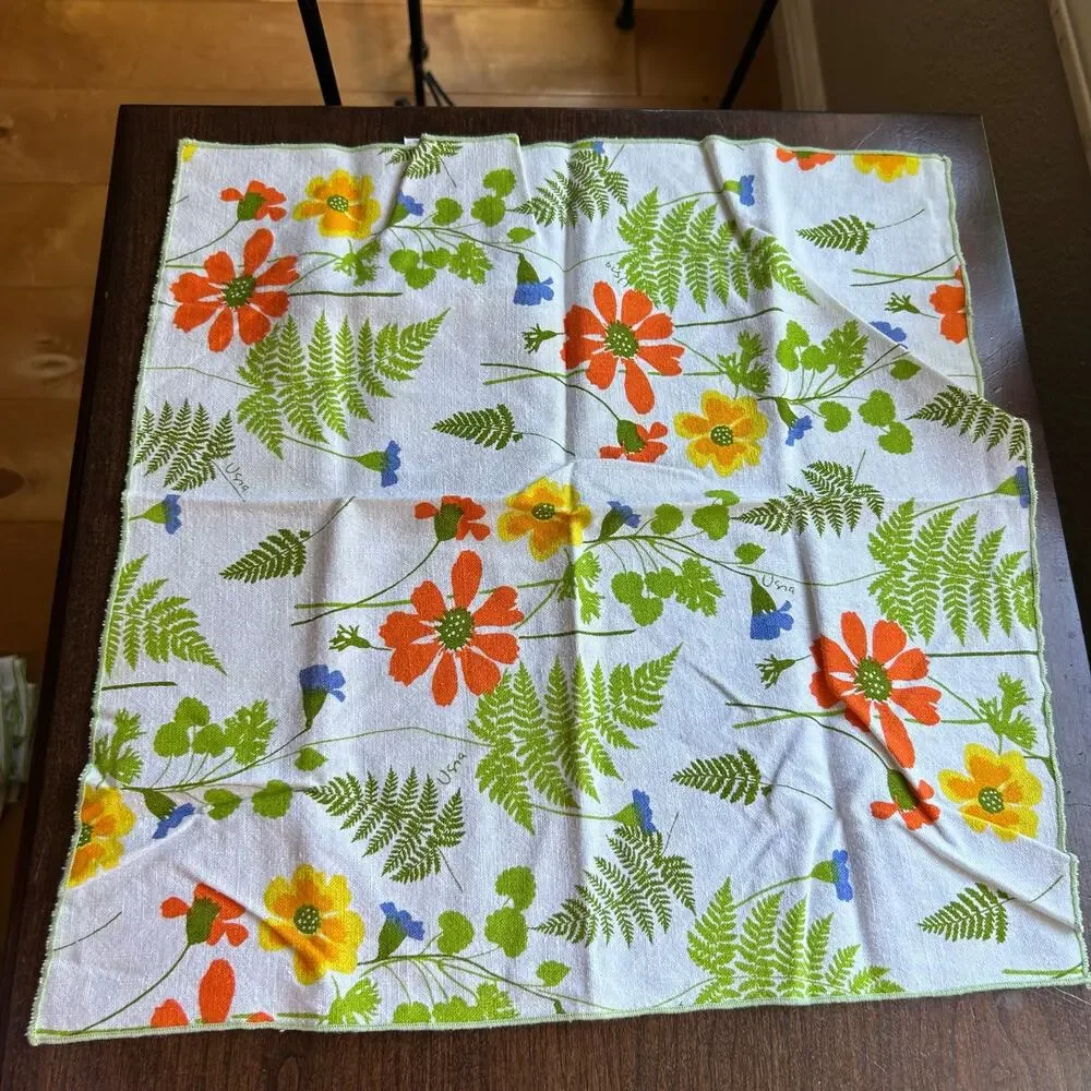4 new Vera Neumann cotton napkin floral and fern botanical print
